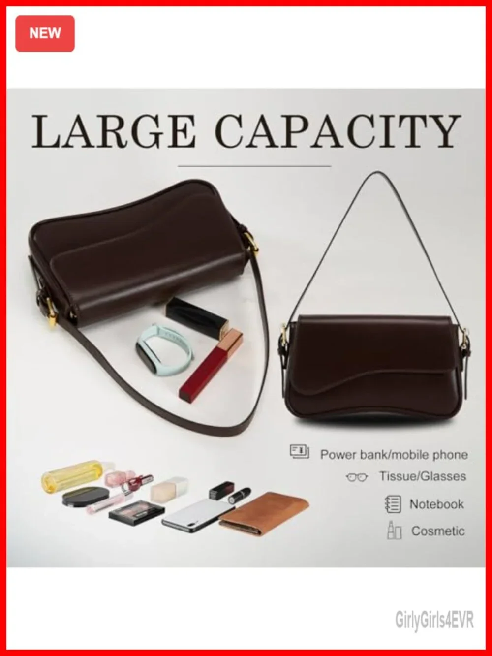 PU Leather Hobo Shoulder Bag Women Trendy Purse Removable Strap Saddle